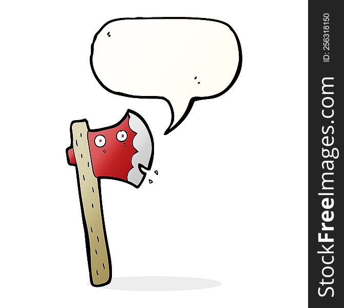 cartoon axe with speech bubble