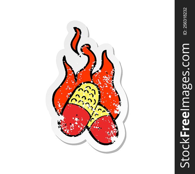 Retro Distressed Sticker Of A Fire Symbol