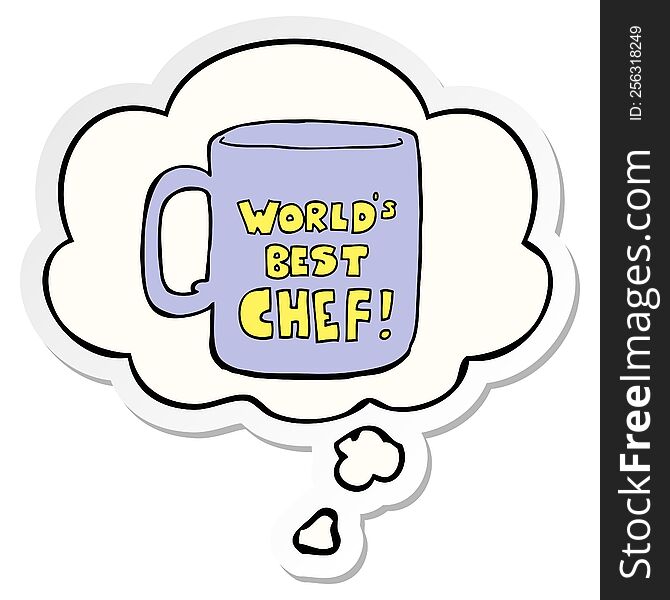 worlds best chef mug with thought bubble as a printed sticker