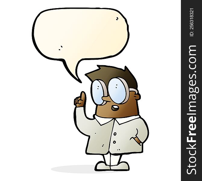 cartoon scientist with speech bubble