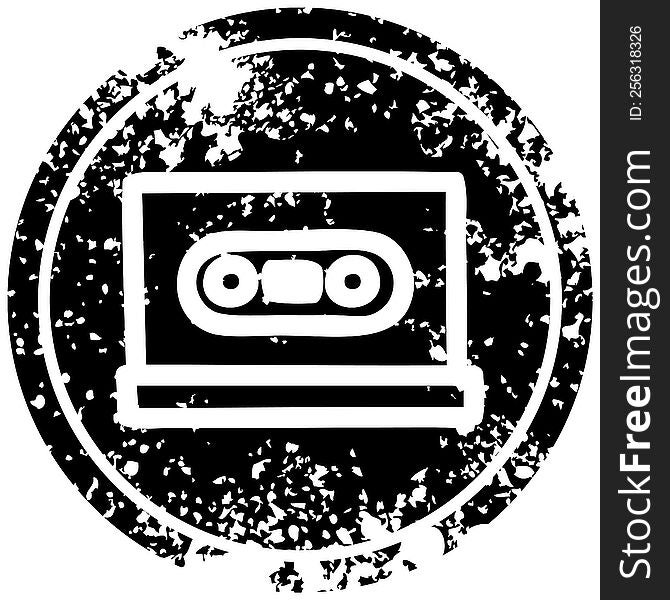 cassette tape distressed icon symbol