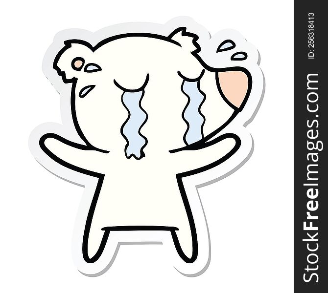 Sticker Of A Cartoon Crying Polar Bear