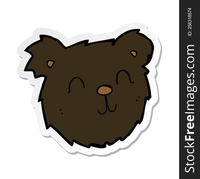 sticker of a cartoon happy black bear face