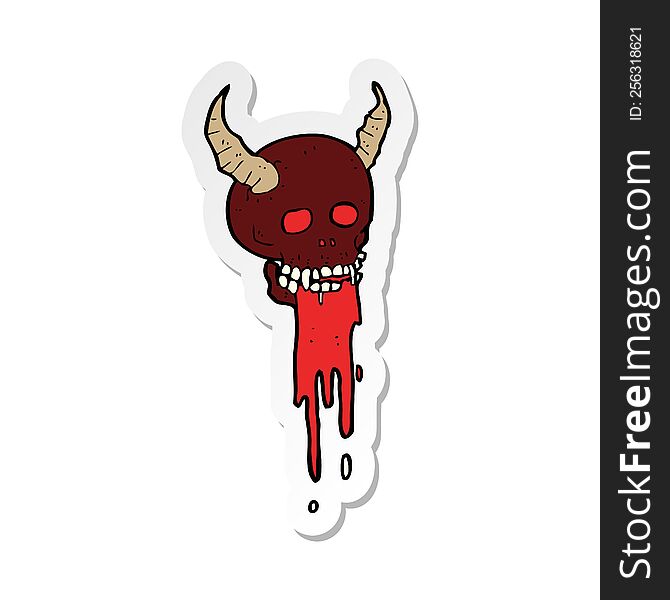sticker of a cartoon spooky halloween skull