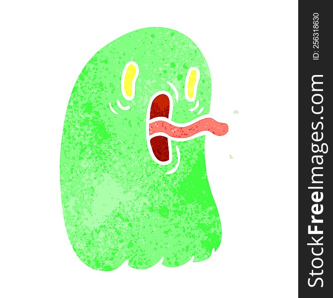 Retro Cartoon Of Kawaii Scary Ghost