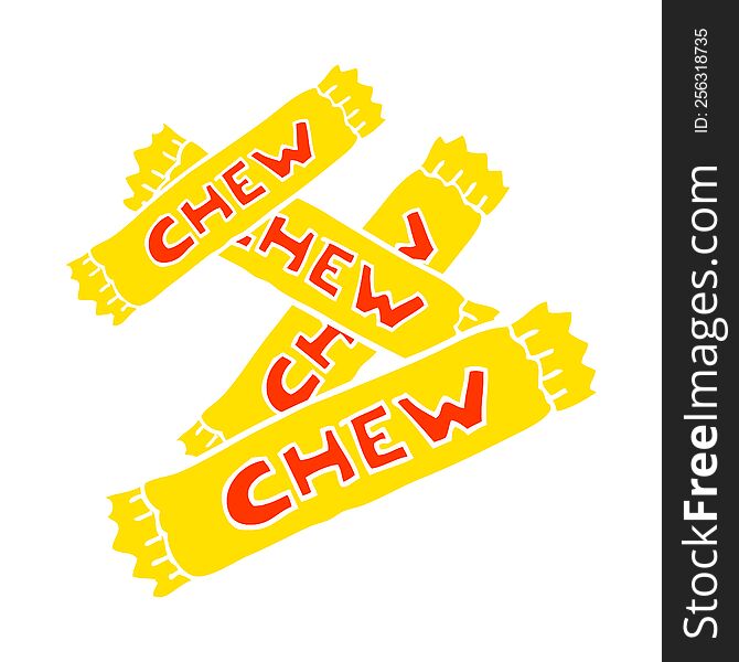 Flat Color Illustration Of A Cartoon Chew Candy