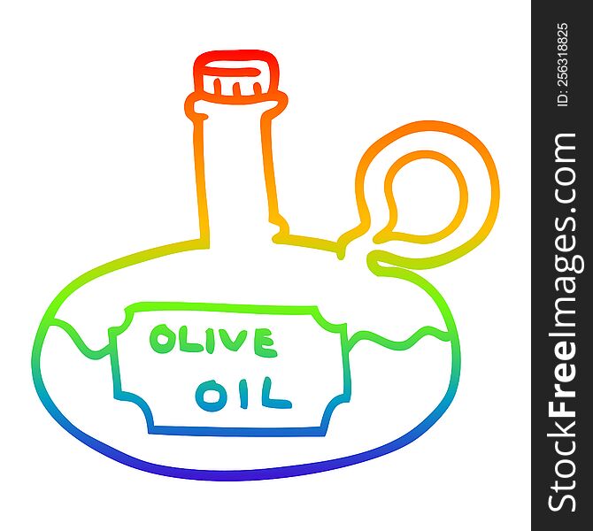 rainbow gradient line drawing of a cartoon olive oil