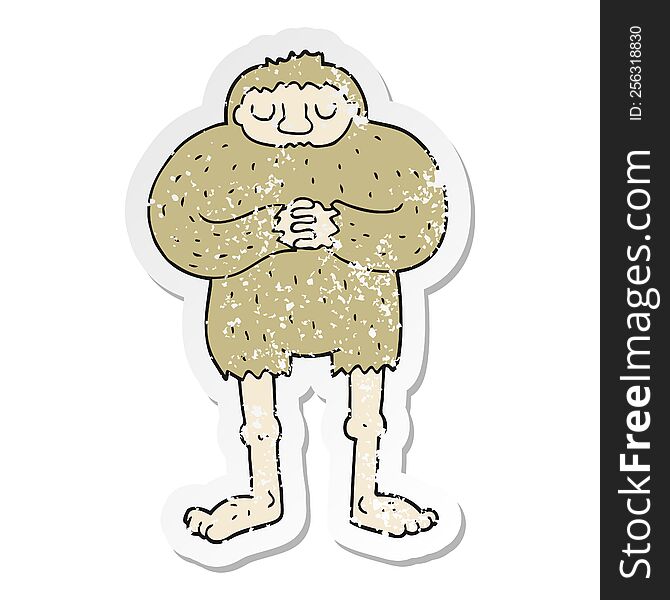 distressed sticker of a cartoon bigfoot
