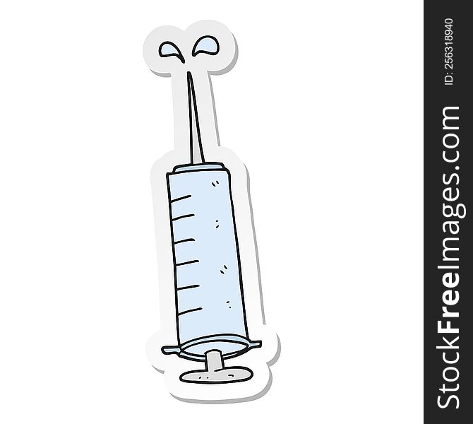 Sticker Of A Cartoon Medical Needle