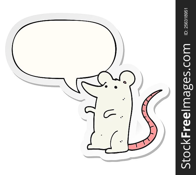 Cartoon Rat And Speech Bubble Sticker