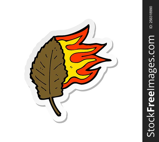 sticker of a cartoon burning dry leaf symbol