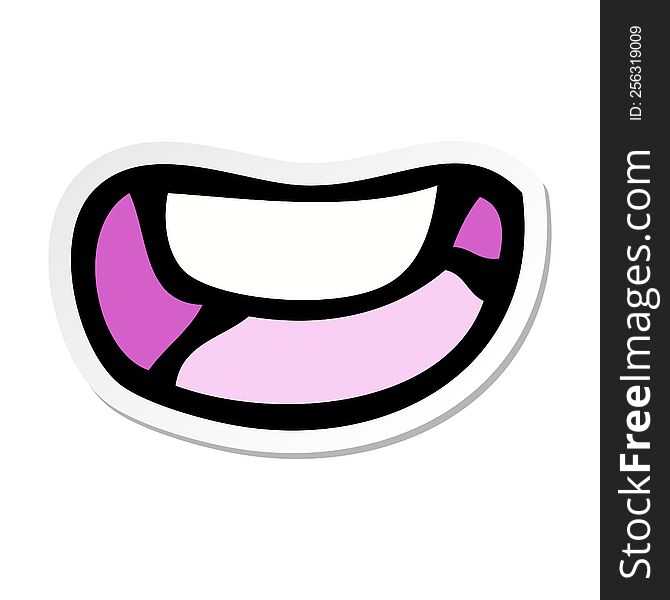 sticker of a cartoon happy mouth