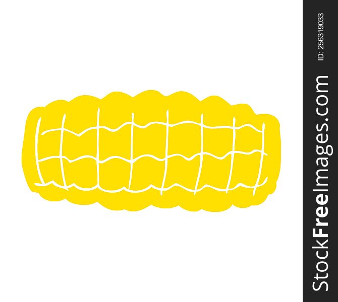 Flat Color Illustration Of A Cartoon Corn Cob