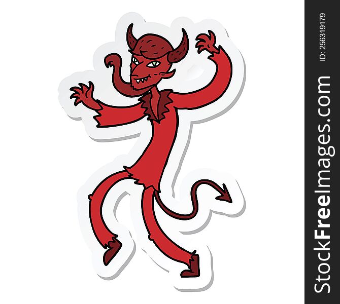 sticker of a cartoon dancing devil