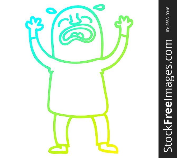 Cold Gradient Line Drawing Cartoon Crying Man