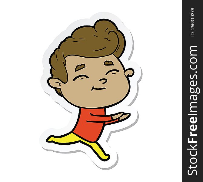 sticker of a running cartoon man