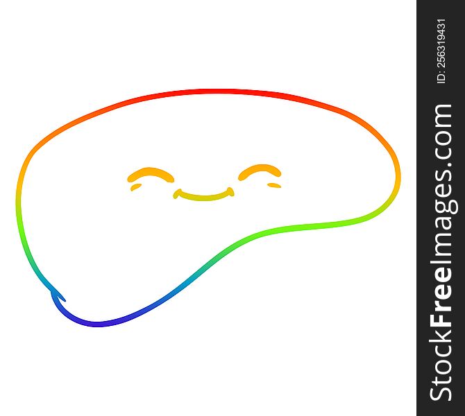 rainbow gradient line drawing of a cartoon liver