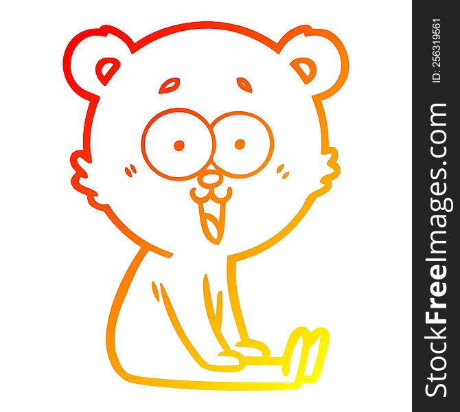 Warm Gradient Line Drawing Laughing Teddy  Bear Cartoon