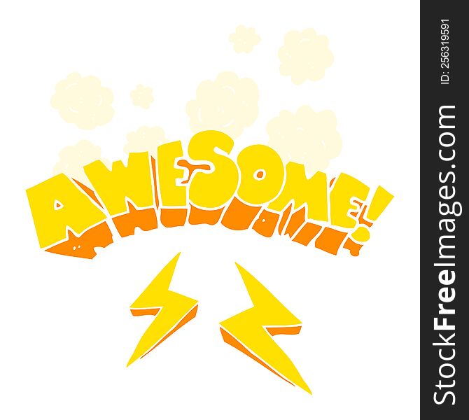 flat color illustration of word awesome. flat color illustration of word awesome