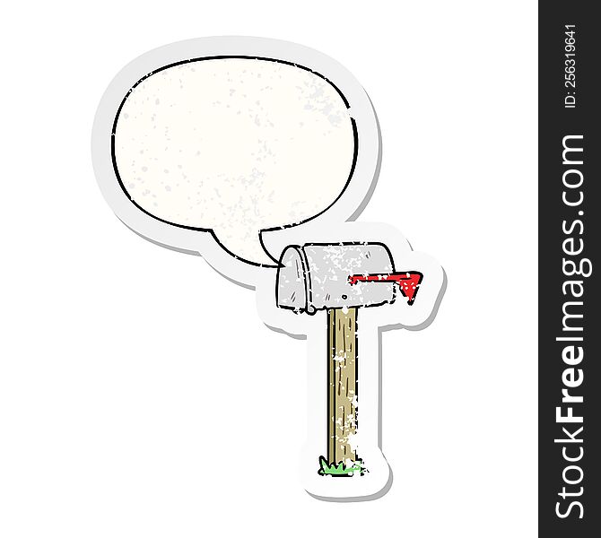 Cartoon Mailbox And Speech Bubble Distressed Sticker
