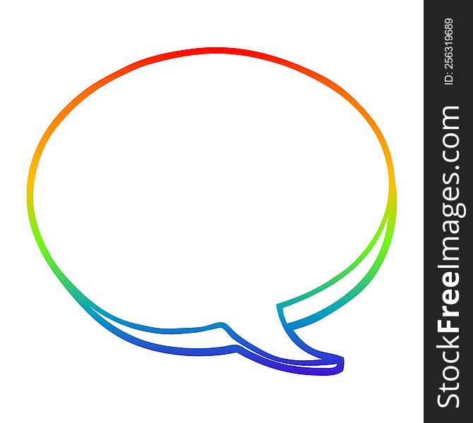 rainbow gradient line drawing of a cartoon red speech bubble