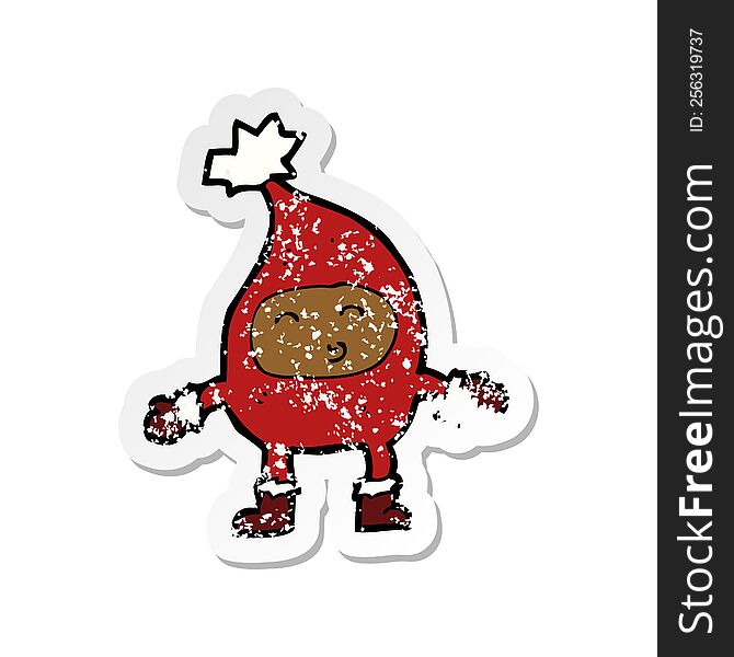 retro distressed sticker of a cartoon funny christmas character