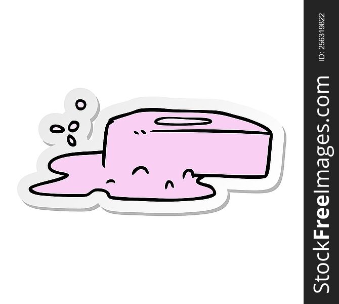 hand drawn sticker cartoon doodle of a bubbled soap