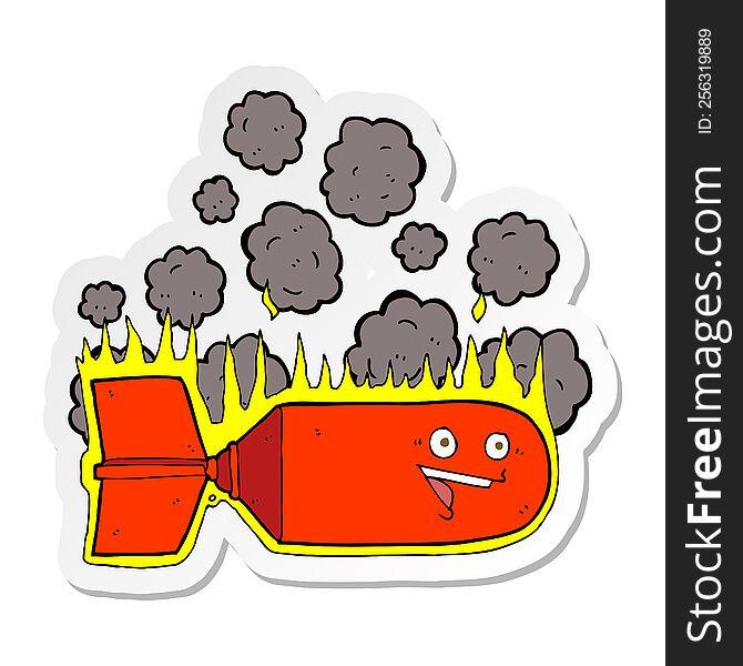 Sticker Of A Cartoon Falling Bomb