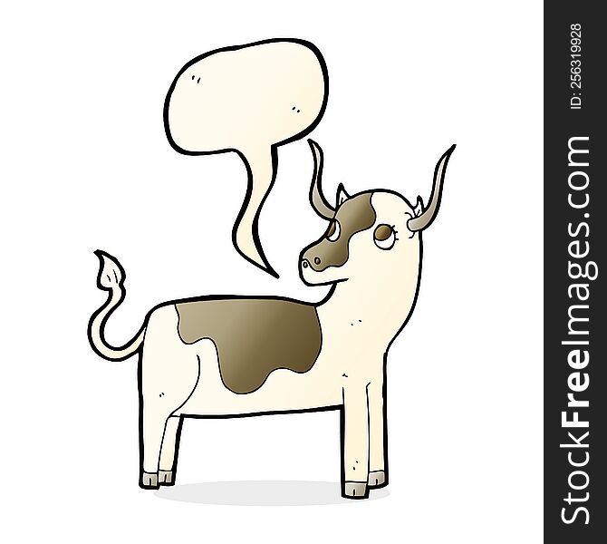 cartoon cow with speech bubble