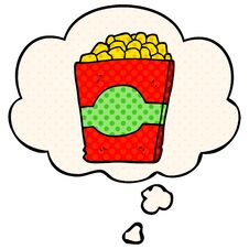 Cartoon Popcorn And Thought Bubble In Comic Book Style Stock Image