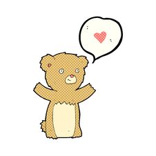 Cartoon Teddy Bear With Love Heart Stock Photography