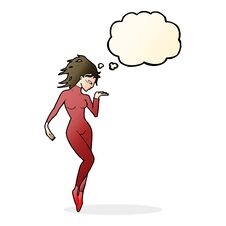 Free Cartoon Future Space Woman With Thought Bubble Stock Photo - 256323850