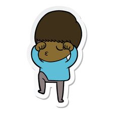 Sticker Of A Cartoon Calm Boy Stock Photo