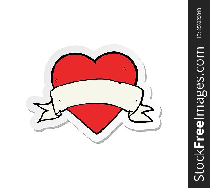 Sticker Of A Cartoon Heart Tattoo