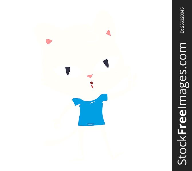 Flat Color Style Cartoon Cat