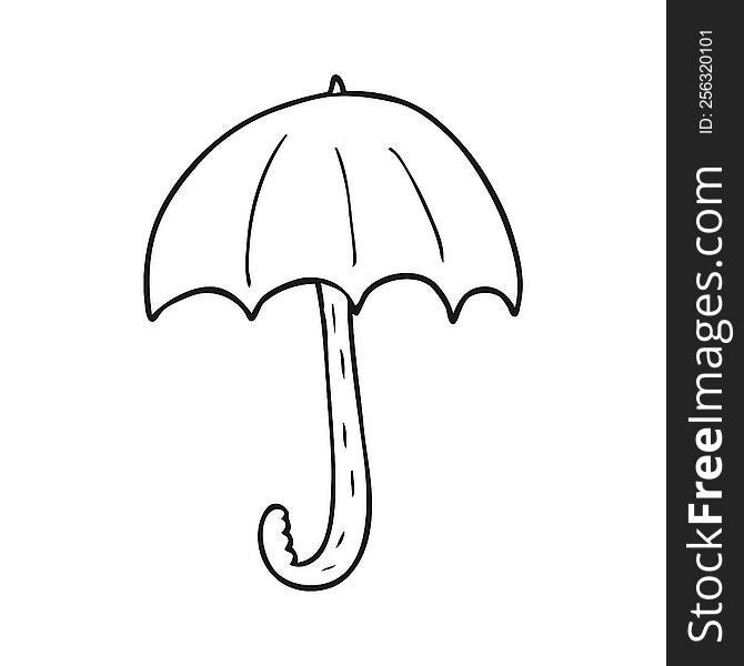 freehand drawn black and white cartoon umbrella