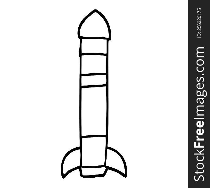 line drawing cartoon tall rocket