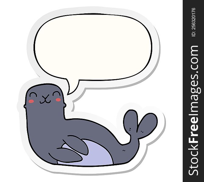 cartoon seal with speech bubble sticker. cartoon seal with speech bubble sticker