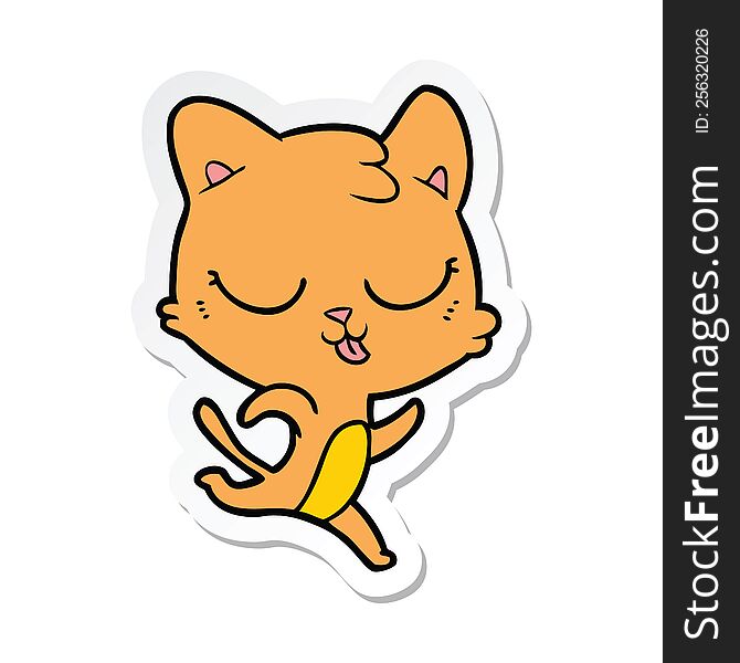 Sticker Of A Cartoon Cat Running