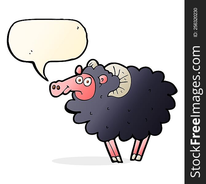 cartoon black sheep with speech bubble