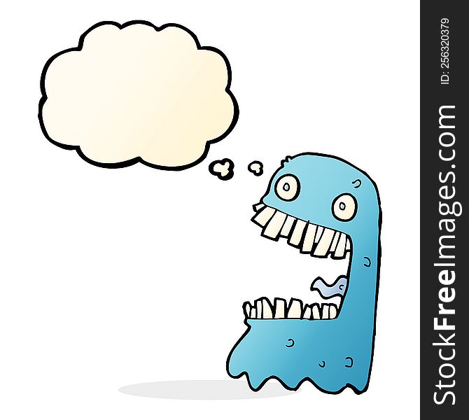 Cartoon Gross Ghost With Thought Bubble