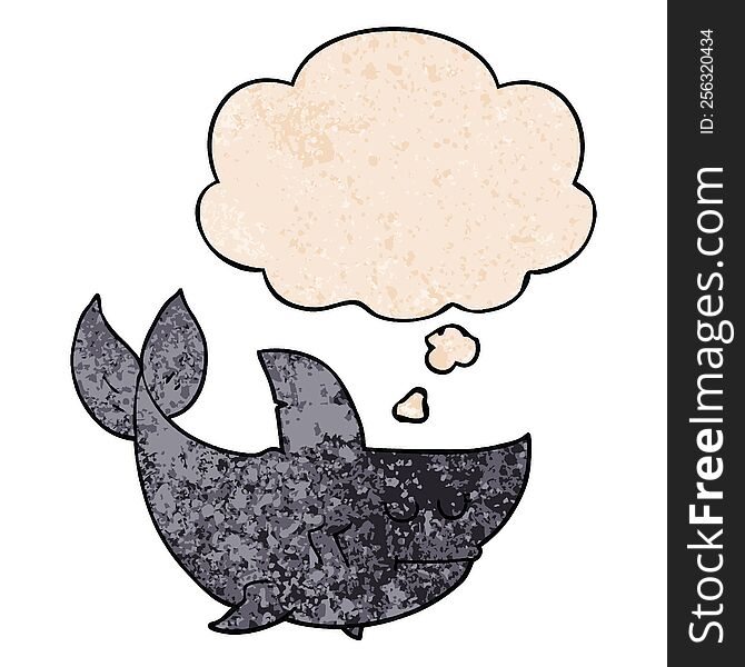cartoon shark with thought bubble in grunge texture style. cartoon shark with thought bubble in grunge texture style