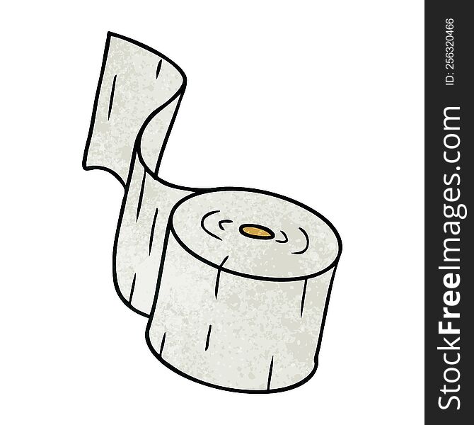 hand drawn textured cartoon doodle of a toilet roll