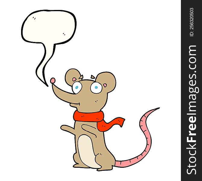 freehand drawn speech bubble cartoon mouse