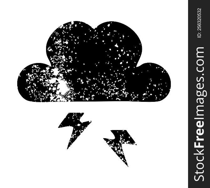 Distressed Symbol Thunder Cloud