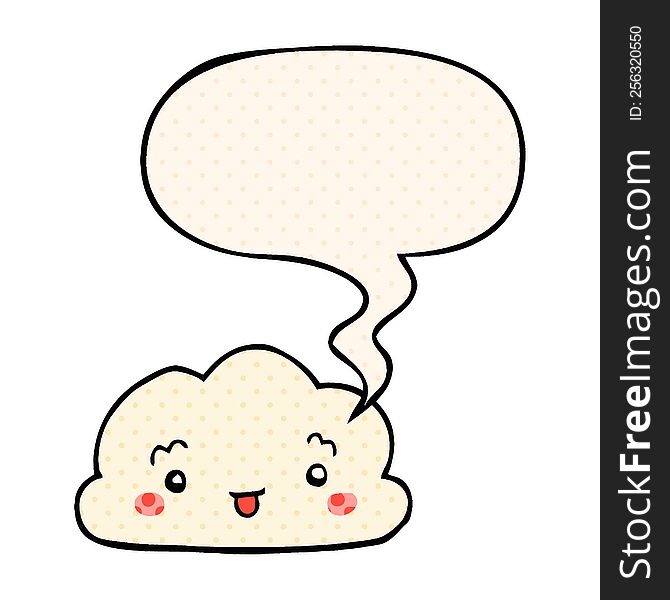 cartoon cloud with speech bubble in comic book style