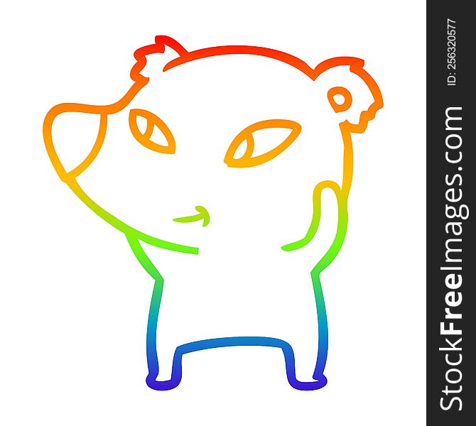 Rainbow Gradient Line Drawing Cute Cartoon Bear