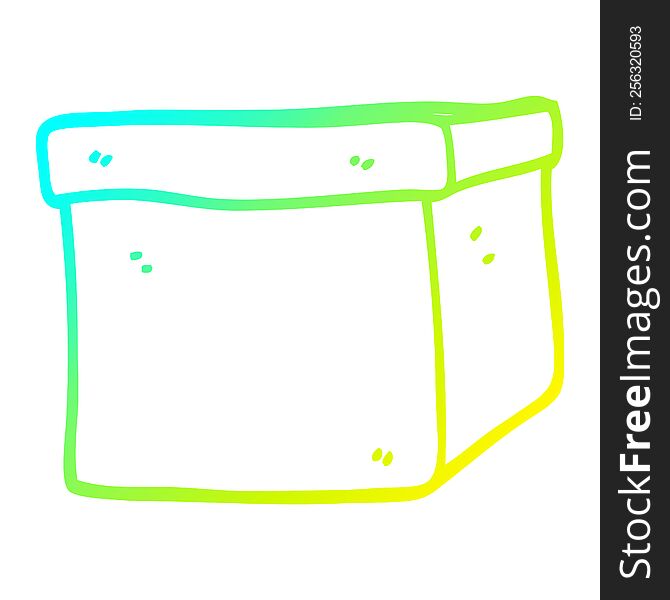 cold gradient line drawing of a cartoon cardboard box