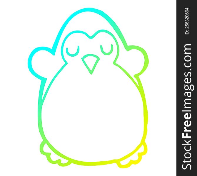 Cold Gradient Line Drawing Cartoon Penguin