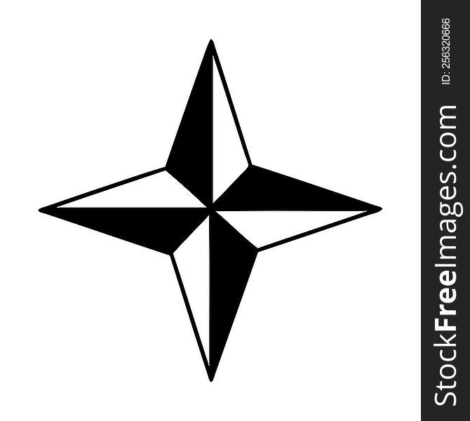 tattoo in black line style of a star. tattoo in black line style of a star